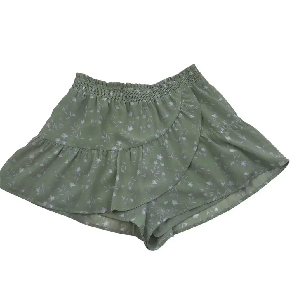 Le Lis Floral Ruffled Cottagecore Feminine Romantic Skorts Women's Size Small